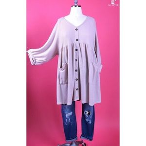 Blush colored button down dress